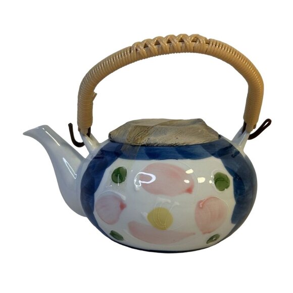 Arita Porcelain Hand Painted Cobalt Blue Pink Oarita Teapot With Lid 5-Cups NIB - Picture 4 of 16